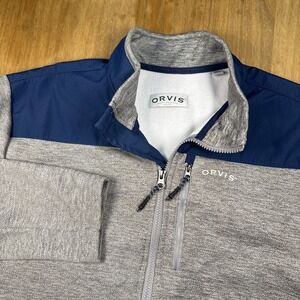 Orvis Long Sleeve Full Zip Fleece Jacket Men's L Gray Softshell Hiking Outdoor